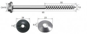 Parafuso Telha + Arruelas 5/16 x 65 Inox-304 - 10 peas